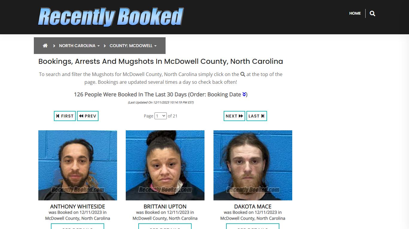 Bookings, Arrests and Mugshots in McDowell County, North Carolina